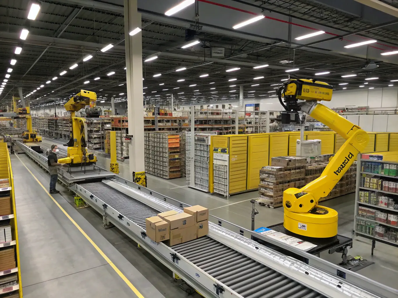 An image of a modern logistics hub with automated systems and real-time tracking displays.