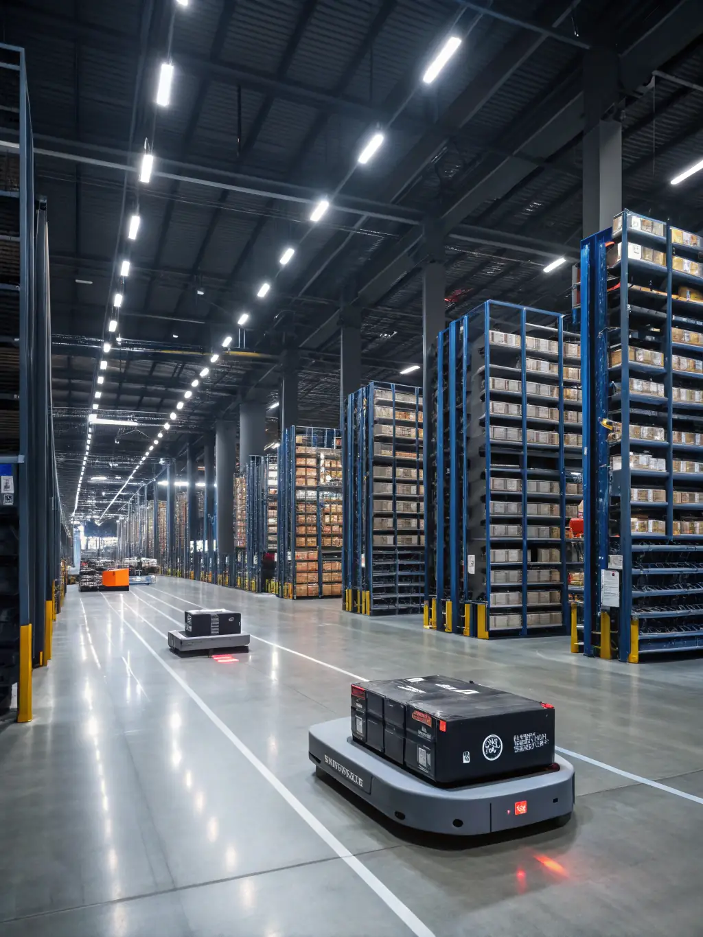 A dynamic image of a logistics operation with advanced tracking and management systems, highlighting efficiency and real-time data.